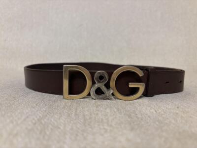 DOLCE&GABBANA スタッズベルト　バックル　ブラウン　本革　DGロゴ DOLCE&GABBANA スタッズベルト バックル ブラウン 本革 DGロゴ