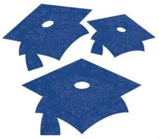 Graduation Blue Glitter Assorted Cutouts 12 Pack Paper 2 Large 2 Medium 7 Small