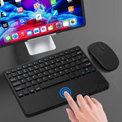 QWERTZ Bluetooth Maus Touchpad Tastatur mit Beleuchtete für Android IOS Tablet