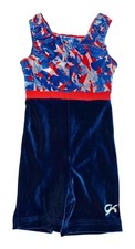 GK Elite Girls Gymnastics Leotard Patriotic Stars Velvet Bow Back Child S
