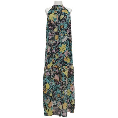 Zara Basic Collection, Maxikleid, Größe: L, Schwarz/Mehrfarbig, Blumen #5a5