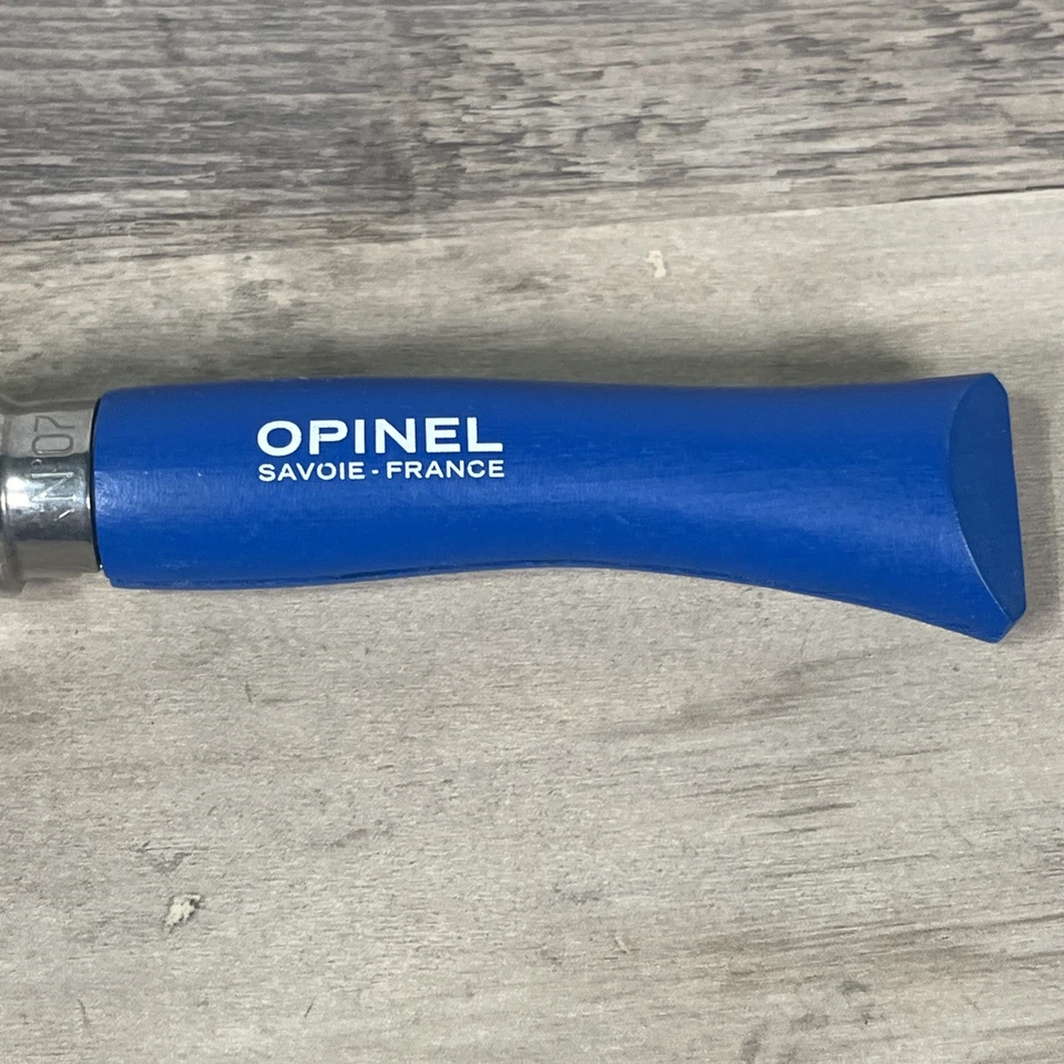 Opinel Inox No 7 锁刀带蓝色木质手柄法国萨沃伊制造 — 第 3/4 张图片