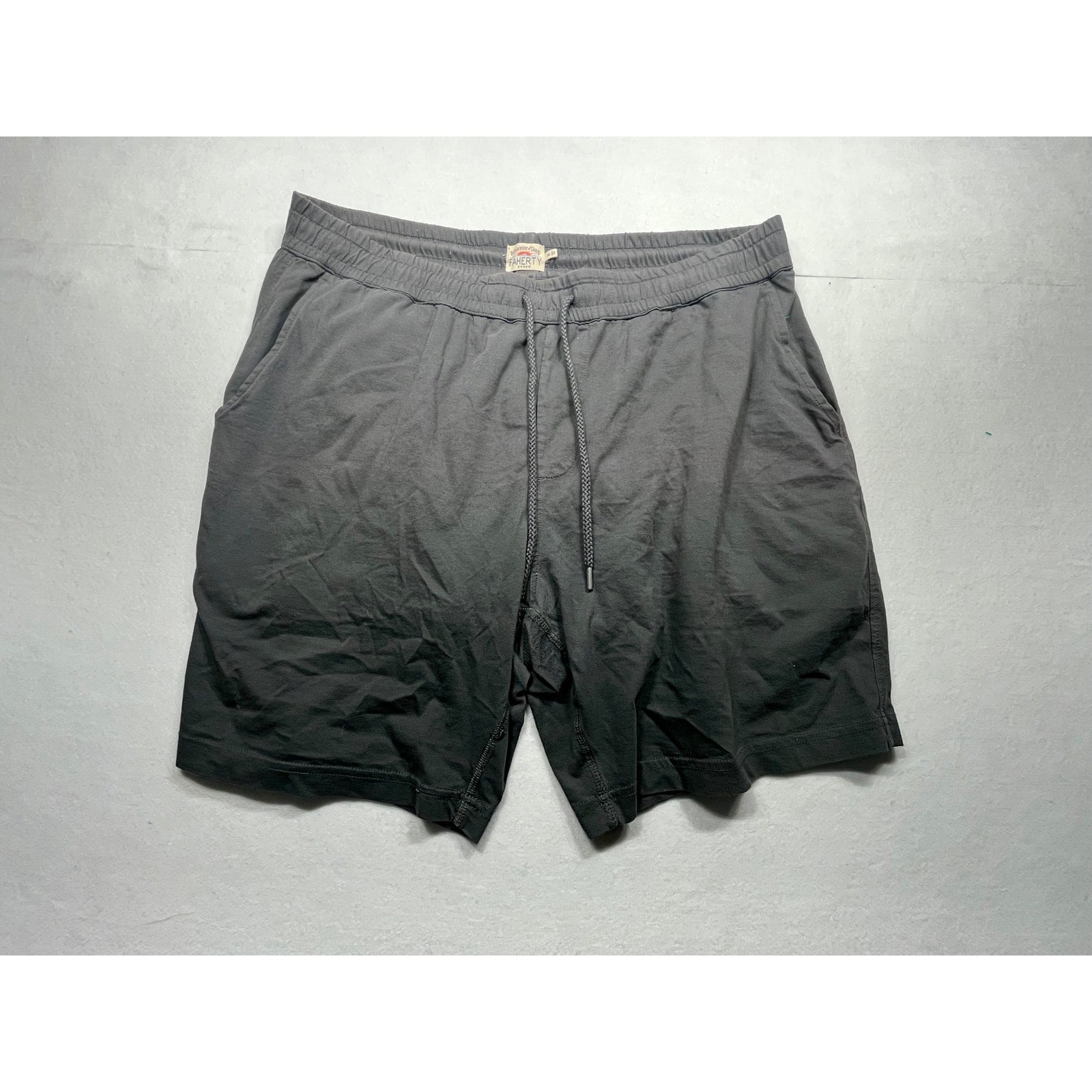 Faherty Brand Men's Stretch Twill Shorts Gray Elastic Waist Drawstring Size XL