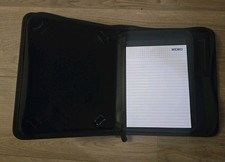 Zippered Faux Leather Portfolio Binder with Junior Legal 5x8 Notepad - Black