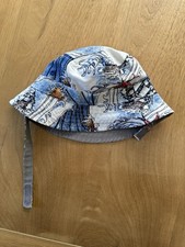 BABY GAP REVERSIBLE BLUE COTTON BUCKET HAT CAP BOYS GIRLS BABY 6-12 MONTHS 6-12M