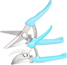 2 Pack Stainless Steel Pruning Shears & Garden Shears, Sharp Bypass & Straight B
