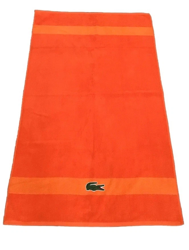Toalla de baño Lacoste 100 % algodón naranja 30"x52" logotipo cocodrilo nueva con etiquetas. Toalla Gator. Foto 4 de 4