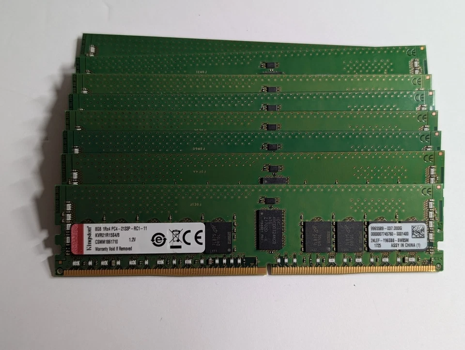 Kingston 64GB (8 x 8GB) 1Rx4 Server RAM PC4-2133P KVR21R15S4/8 lot CSMM1861710 - Image 2 of 3
