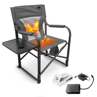 Bliss Hammocks 24V Heated Seat, Folding Chair w/Battery & 3 Heat Settings, Gray