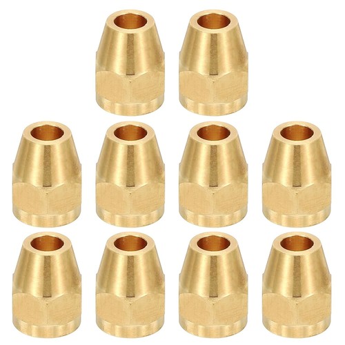 1/4" Brass Flare Nut, 10Pcs 45 Degree Short Flare Tube Fitting Pipe Fittings for