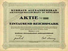 Kurhaus Alexandersbad AG 1922 M&uuml;nchen Bad Alexandersbad AlexBad Wunsiedel Kupons