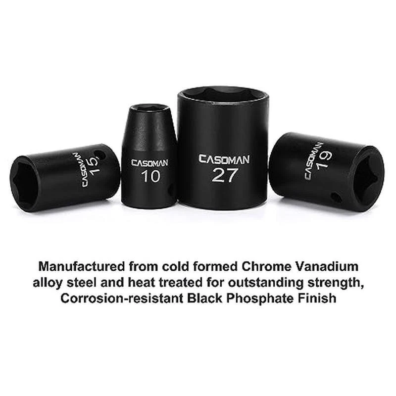 1/2 Inch Drive Shallow Impact Socket Set Metric 10mm-32mm 6 Point 20 Piece Set - Image 3 of 4