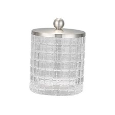 Clear transparent Apothecary Etched Geometric Grid Glass Jar Clear/Nickel