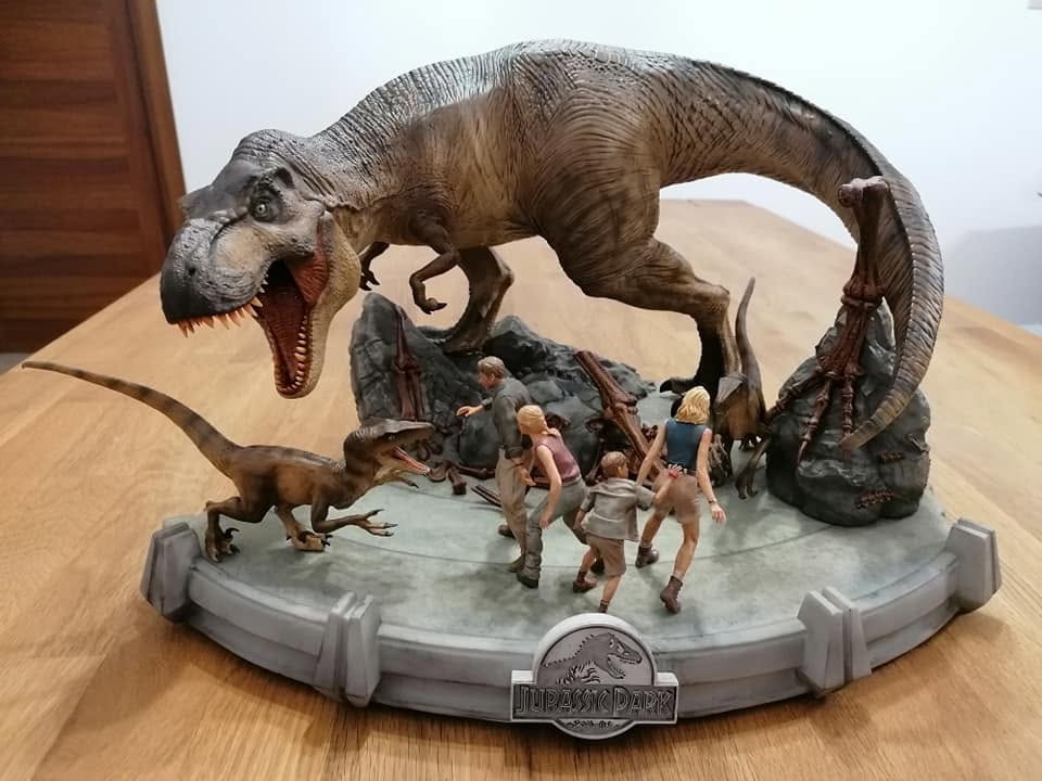 statua Jurassic park final scene diorama iron studios 1/20