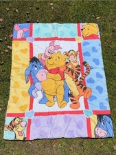 VTG Winnie the Pooh  Friends 90s Crib Toddler Quilt Colorful Heart Tigger 31x40