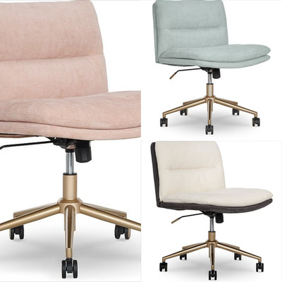 Elle Decor Ariana Criss Cross Armless Ergonomic Fabric Swivel Computer and Desk