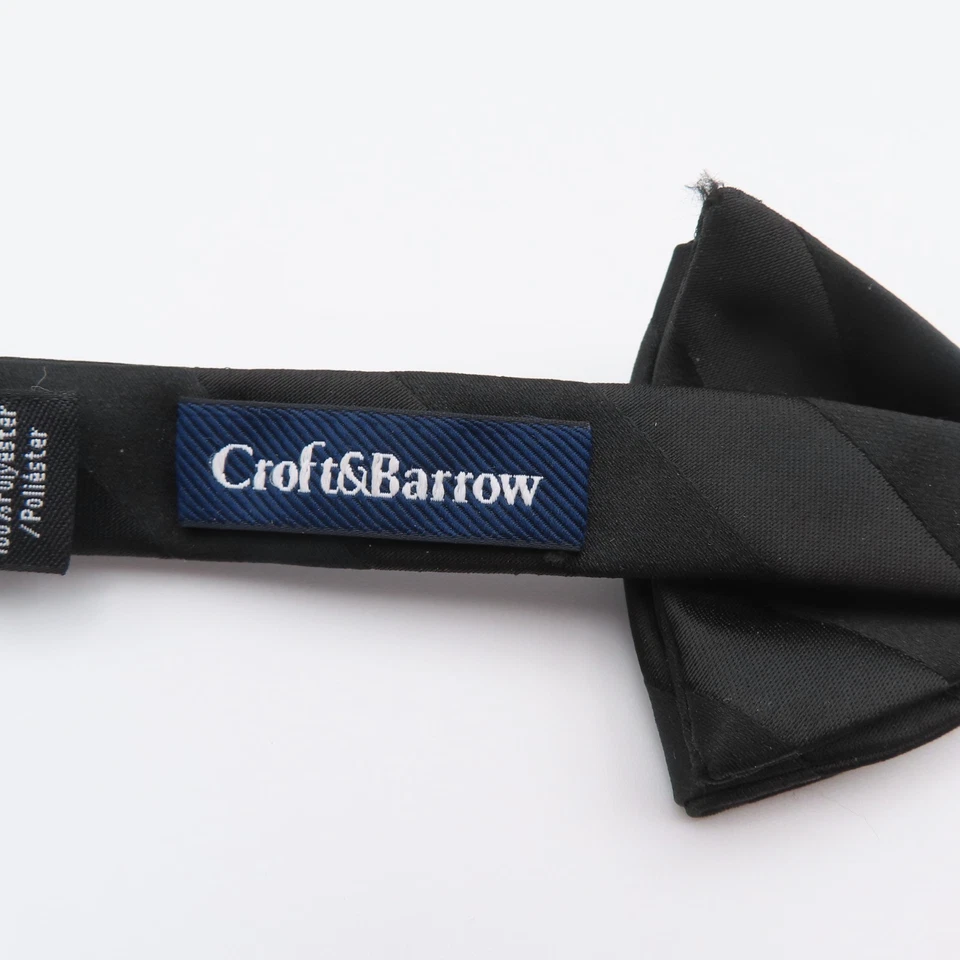 Галстук-бабочка Croft & Barrow черный в полоску ширина 2,25 дюйма предварительно завязанный полиэстер смокинг официальный - Изображение 3 из 4
