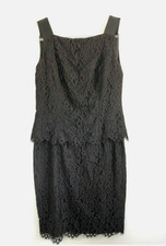 Talbots Vintage Womens Black Lace Sleeveless Sheath Dress Size 10