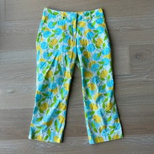 Lilly Pulitzer Vintage White Label Capri Pants Lemons Blueberry Luscious Print 2