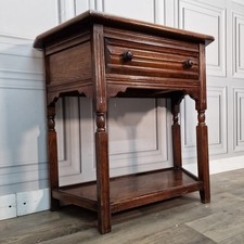 Vintage Oak Hallway Table - Single Drawer Tiered Console Lamp Telephone Stand