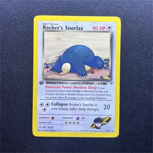 Pokémon Rocket's Snorlax 1st Edition 33/132 Gym Heroes
