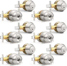 Probrico 6 Pack-Front Door Entry Knobs and Deadbolt 6 Pack, Brushed Nickel 