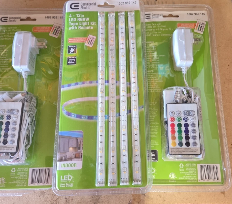 Kit de luz de fita elétrica comercial 4 12" LED RGBW com controle remoto interno - Imagem 3 de 4