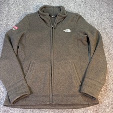 The North Face Sweater Fleece Jacket Womens Medium Gray Sherpa Lined Full Zip
