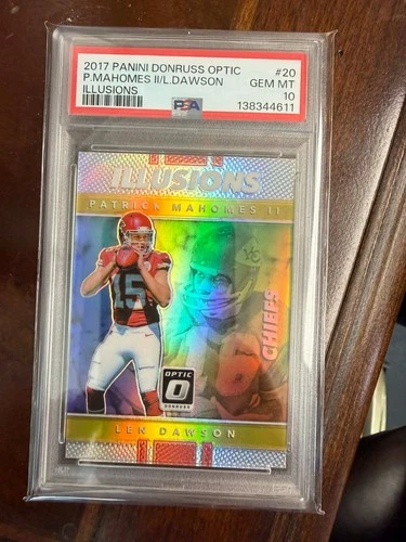 2017 Donruss Optic Illusions 20 Len Dawson Patrick Mahomes RC PSA 10 GEM MT