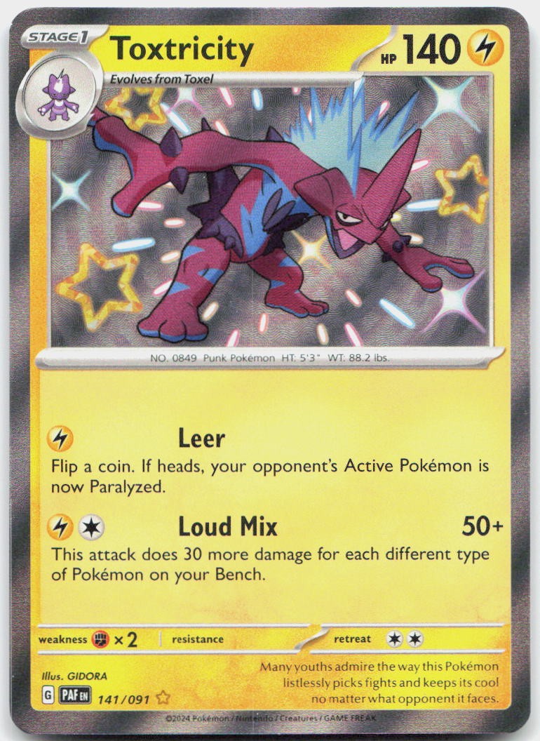Toxtricity 141/091 Shiny Rare Paldean Fates Pokemon Holo NM/M
