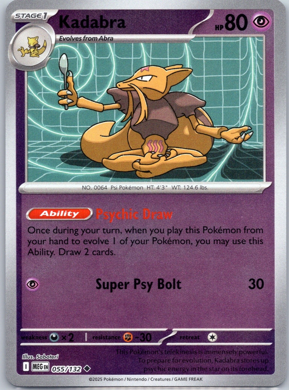 Kadabra Reverse Holo ME01: Mega Evolution #055/132 NM