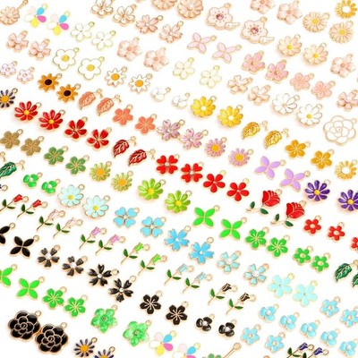 150 Pcs Flower Charms for Jewelry Making(75 Pairs), Assorted Wholesale Mixed ...
