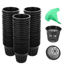 3 Inch Net Pots for Hydroponics 60 Packs with Plant Labels 60Pcs Heavy Duty W...