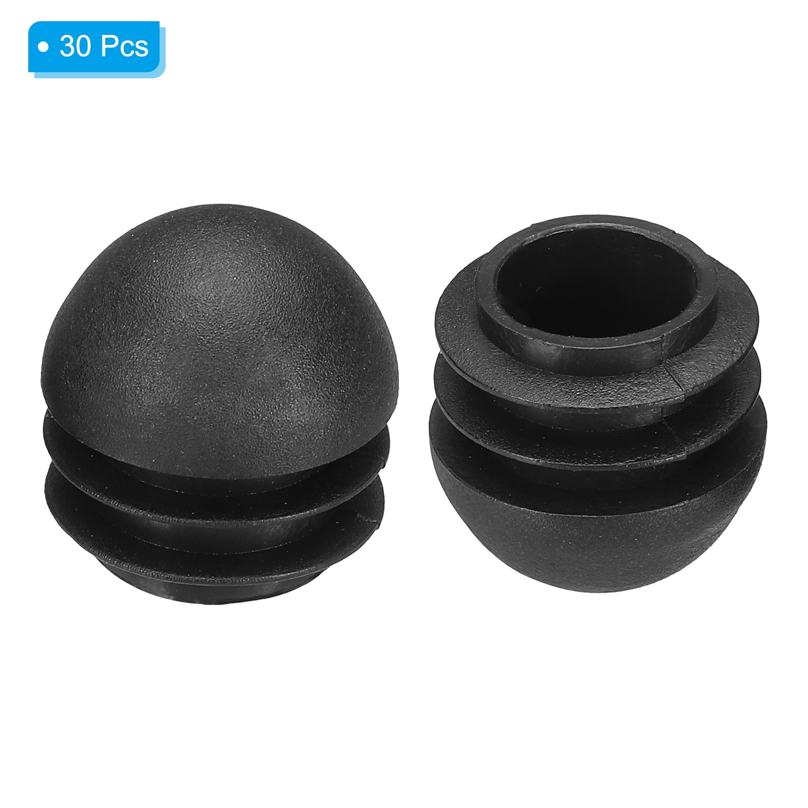 1.1" Plastic Tubing End Caps, 30Pcs Round Hole Plug Insert, Black