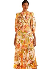 FARM RIO Leopard Forest Sand Midi Dress XXS New With Tags $265