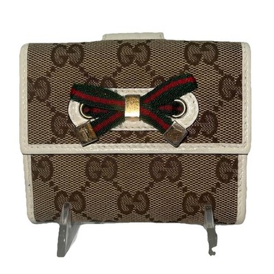 Vintage Gucci GG Compact Wallet with Webbed Bow Accent Prince Sherry Line
