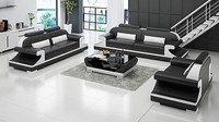 Ledersofa Couch Wohnlandschaft 3+2+1 Sitzer Garnitur Sofagarnitur Sofa G8021D