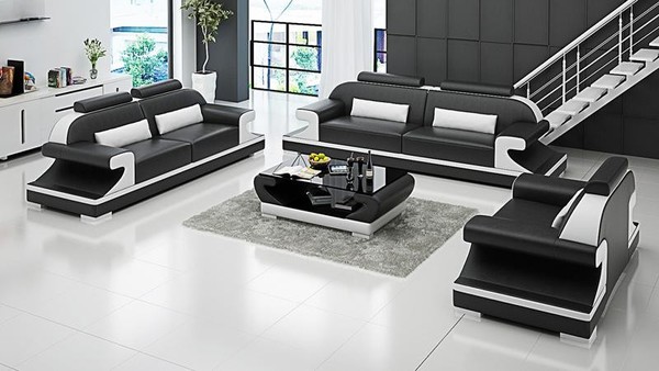 Ledersofa Couch Wohnlandschaft 3+2+1 Sitzer Garnitur Sofagarnitur Sofa G8021D-image