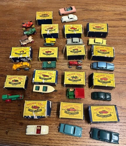 Vintage Lesney Matchbox Series A Moko Huge Lot Cars w/ Boxes