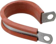Made in USA 1-1/4" Pipe, 1-1/4" Rod, Cushion Clamp Gray & Red, Galvanized Ste...