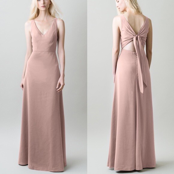 Jenny Yoo Delaney Bridesmaid Dress blush mauve pink size maxi length  cutout