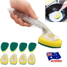 Long Handle Dish Washing Sponge Brush Scrubber Pot Pan Kitchen Cleaning Tools AU