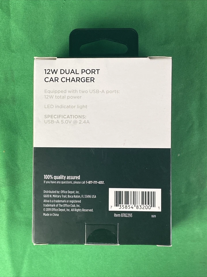 Ativa 12W Dual USB Port Vehicle Charger Black - Image 3 of 3