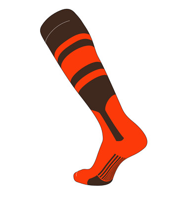 TCK Elite Baseball Knee High Stirrup Socks (C, 7in) Brown, Orange, Orange