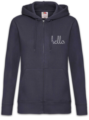 Hello II Damen Zipper Hoodie Fun Geek Nerd Computer Social Interaction Hallo