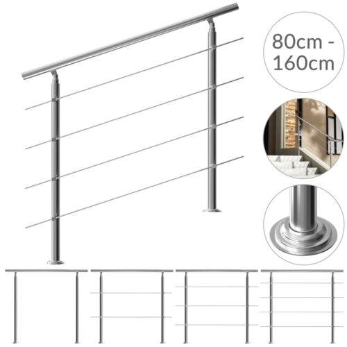 Rampe d'escalier 80/100/120/150/160 cm acier inoxydable main courante balustrade - Afbeelding 1 van 10
