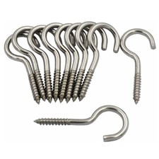 10x 2-1/2 Inch 304 Stainless Steel Screw-in Hook Eye Bolt Ceiling Open Loop N912