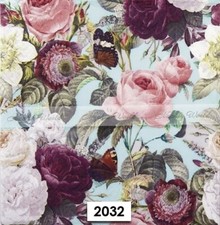  2032 TWO Paper LUNCHEON Decoupage Art Craft Napkins - WILD ROSES, BUTTERFLIES