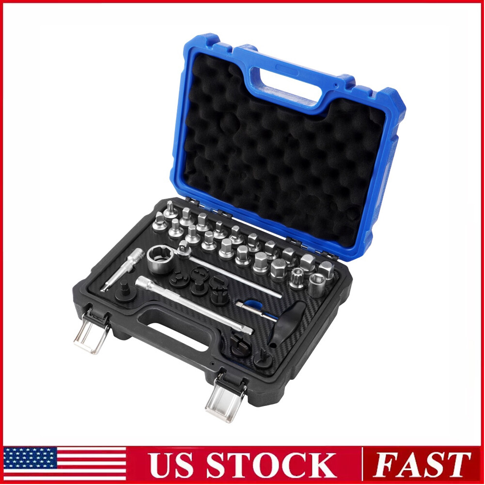 33 Oil Drain Plug Sump Kit 3/8" Wrench Socket Key Set Gearbox Removal Repair Car