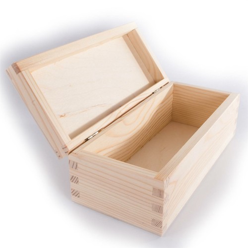 Oblong Rectangular Wooden Box with Lid | 23 x 10 x 8 cm | Plain Decorative Pine - Picture 8 of 10